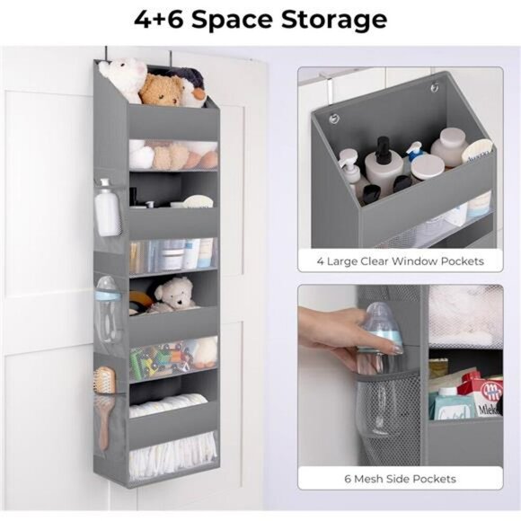 Over The Door Organizer 4 Shelf Hanging Storage with Pockets for Closet Room - Picture 4 of 7